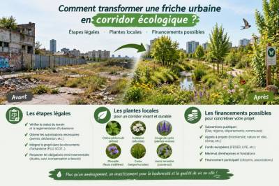 Comment transformer une friche urbaine en corridor écologique : étapes légales, plantes locales et financements possibles