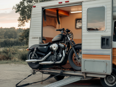 Transporter sa moto en camping car facilement : modèles garage et consei